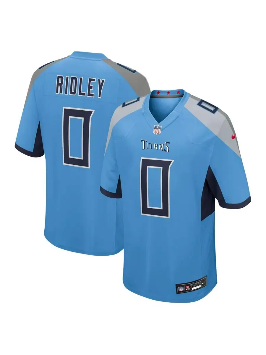 Nike Мужская светло-голубая игровая футболка команды Tennessee Titans от Calvin Ridley — изображение 1 из 3, светлый синий