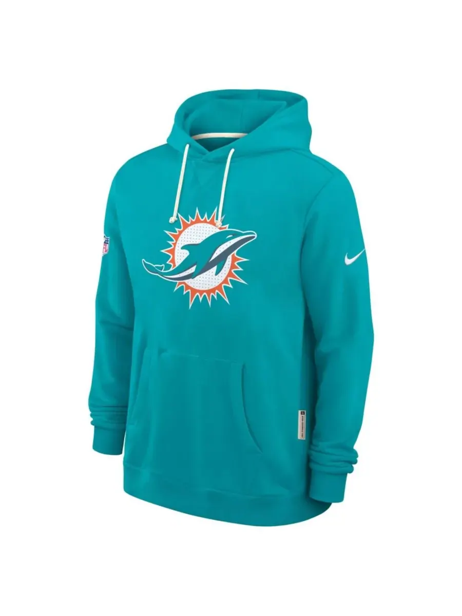 Мужская толстовка с капюшоном Aqua Miami Dolphins Sideline Initial Home Performance Nike — изображение 2 из 2, голубой