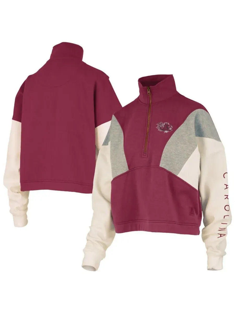 Женская толстовка Garnet South Carolina Gamecocks Ferrara с цветными блоками и застежкой-молнией до — красный