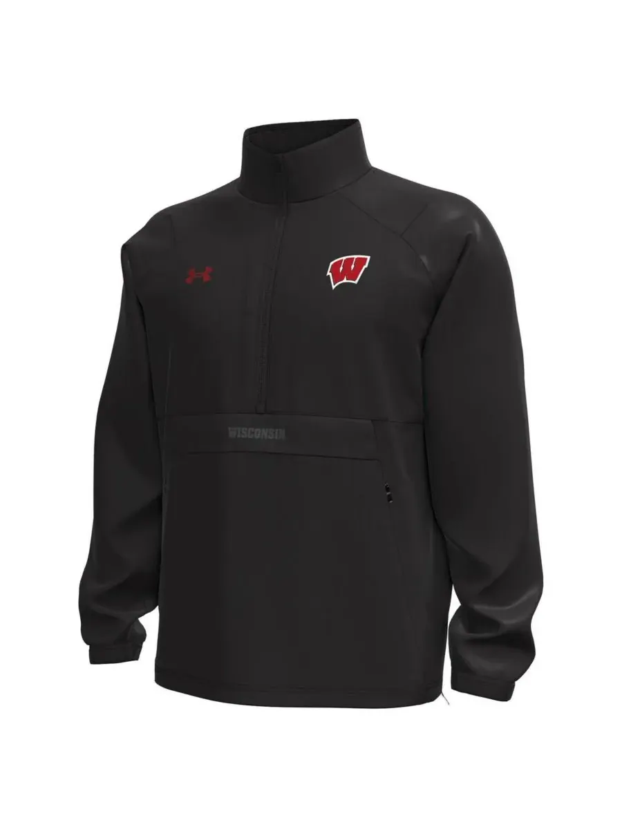 Under Armour Мужская черная тканая куртка-анорак Wisconsin Badgers Unstoppable с застежкой-молнией — изображение 3 из 3