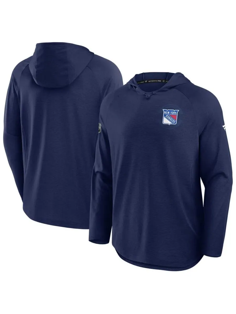 Fanatics Мужская темно-синяя толстовка New York Rangers Authentic Pro Rink Raglan — изображение 2 из 5