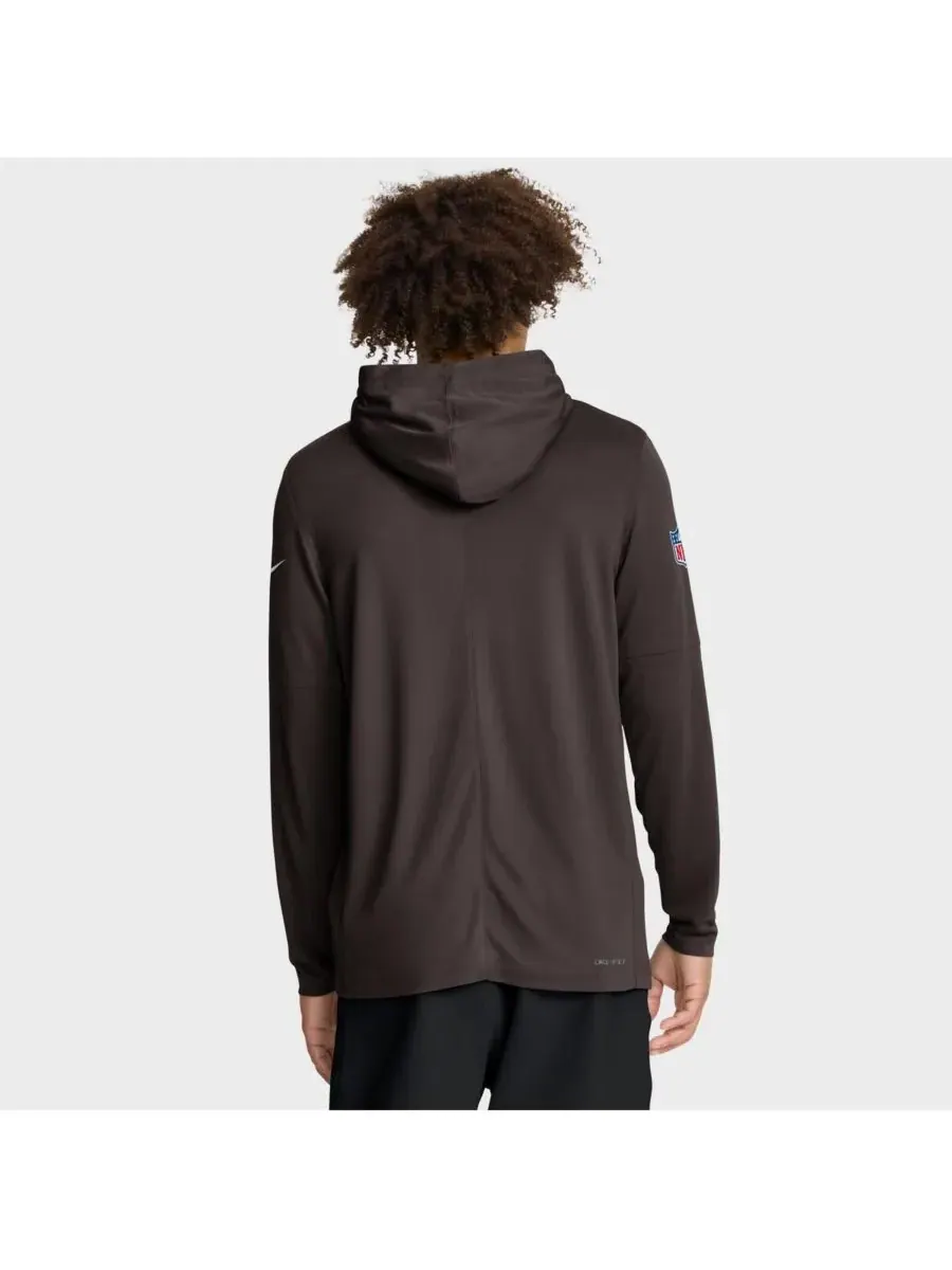 Nike Мужская коричневая толстовка с длинными рукавами Cleveland Browns Sideline Pure Fury — изображение 2 из 5, коричневый