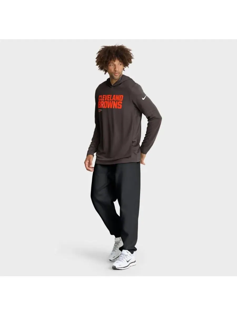 Nike Мужская коричневая толстовка с длинными рукавами Cleveland Browns Sideline Pure Fury — изображение 3 из 5, коричневый