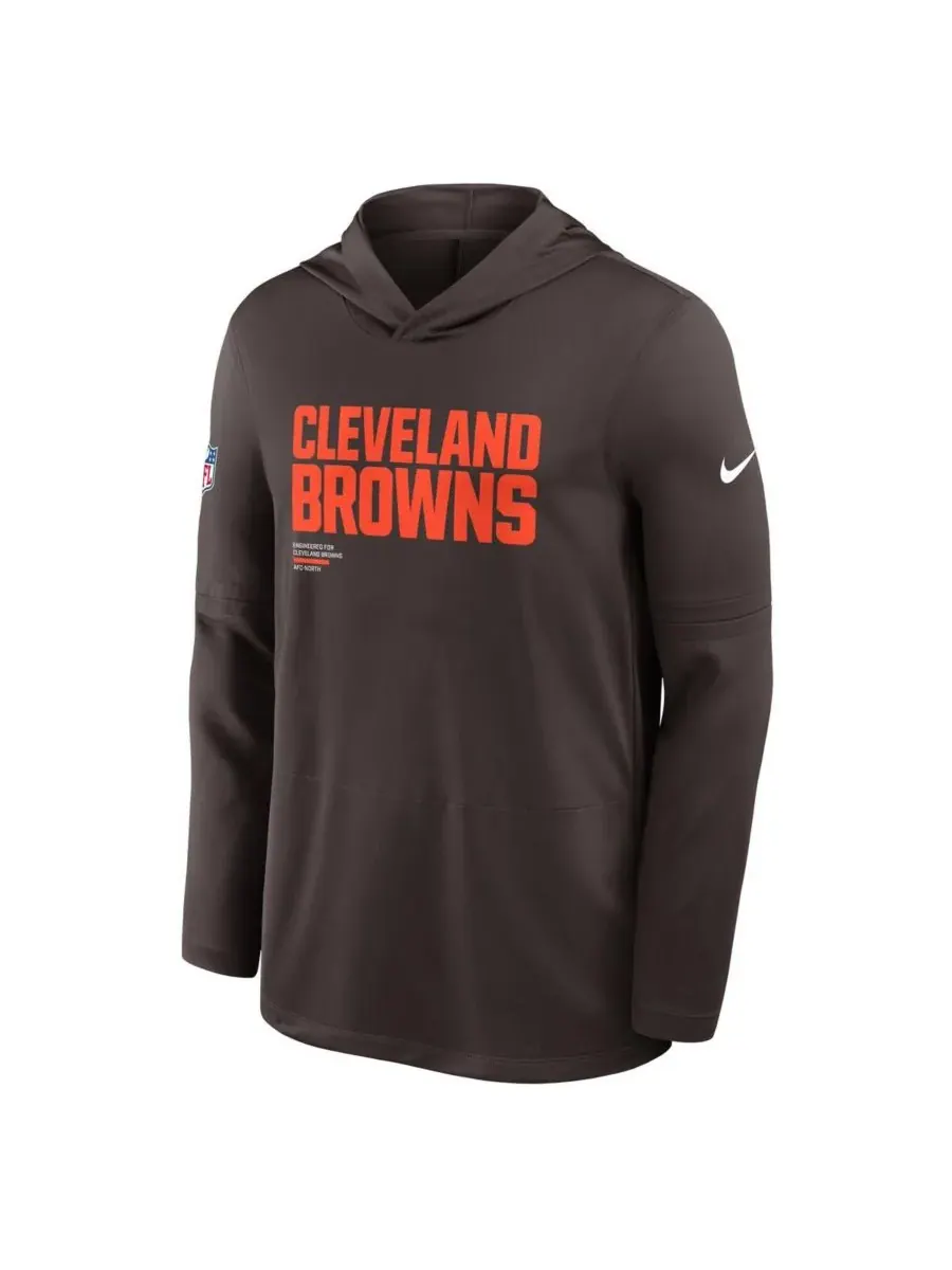 Nike Мужская коричневая толстовка с длинными рукавами Cleveland Browns Sideline Pure Fury — изображение 4 из 5, коричневый