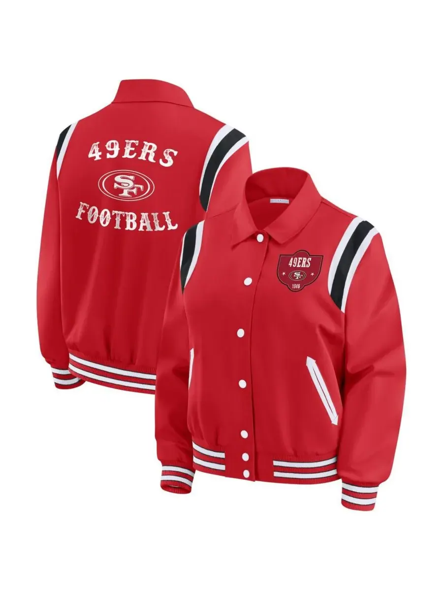 WEAR by Erin Andrews Женская легкая куртка-бомбер цвета алого с логотипом San Francisco 49ers — изображение 1 из 3, алый