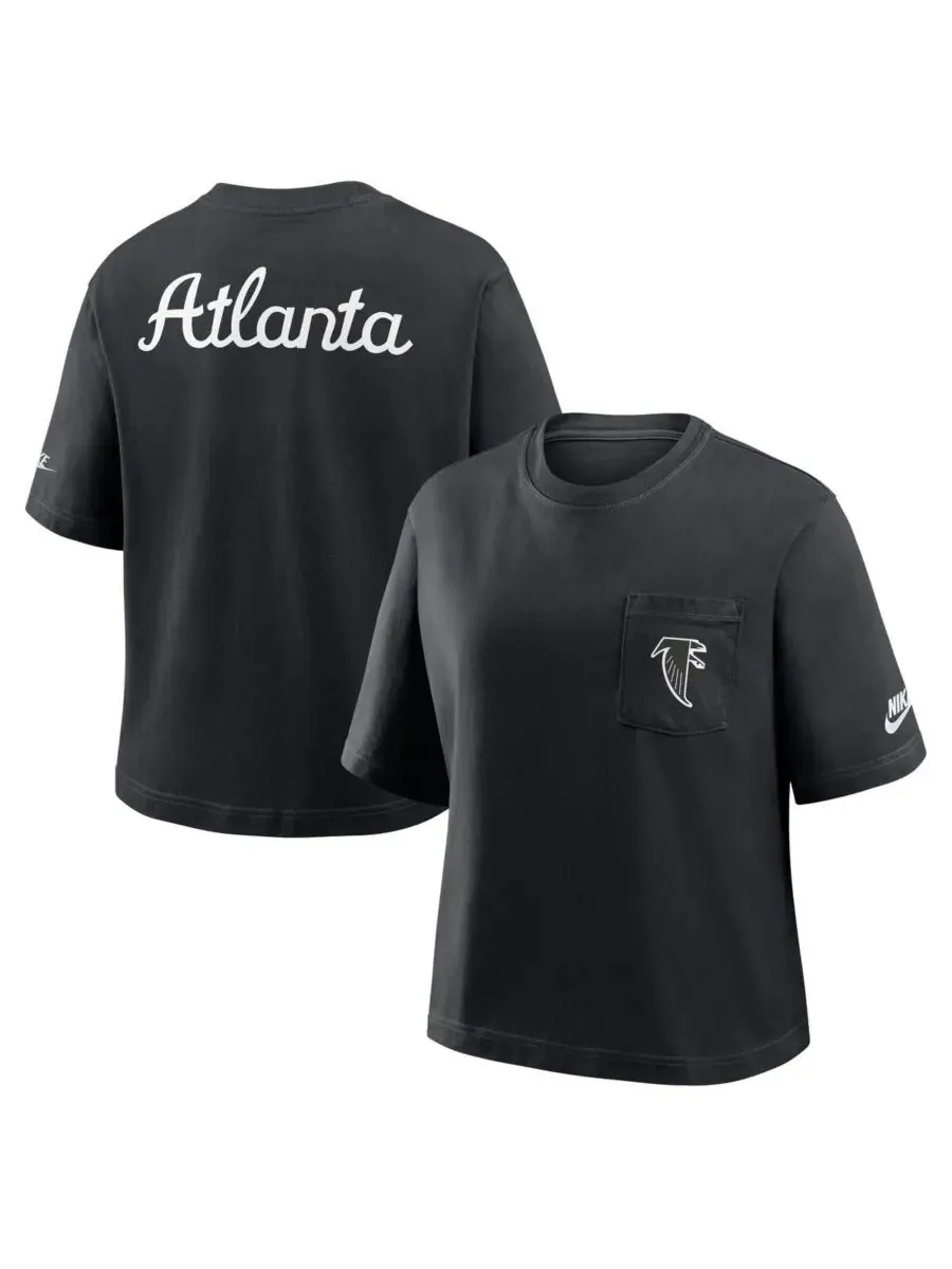 Nike Женская черная футболка Atlanta Falcons Rewind Pocket Boxy — изображение 1 из 2, черный
