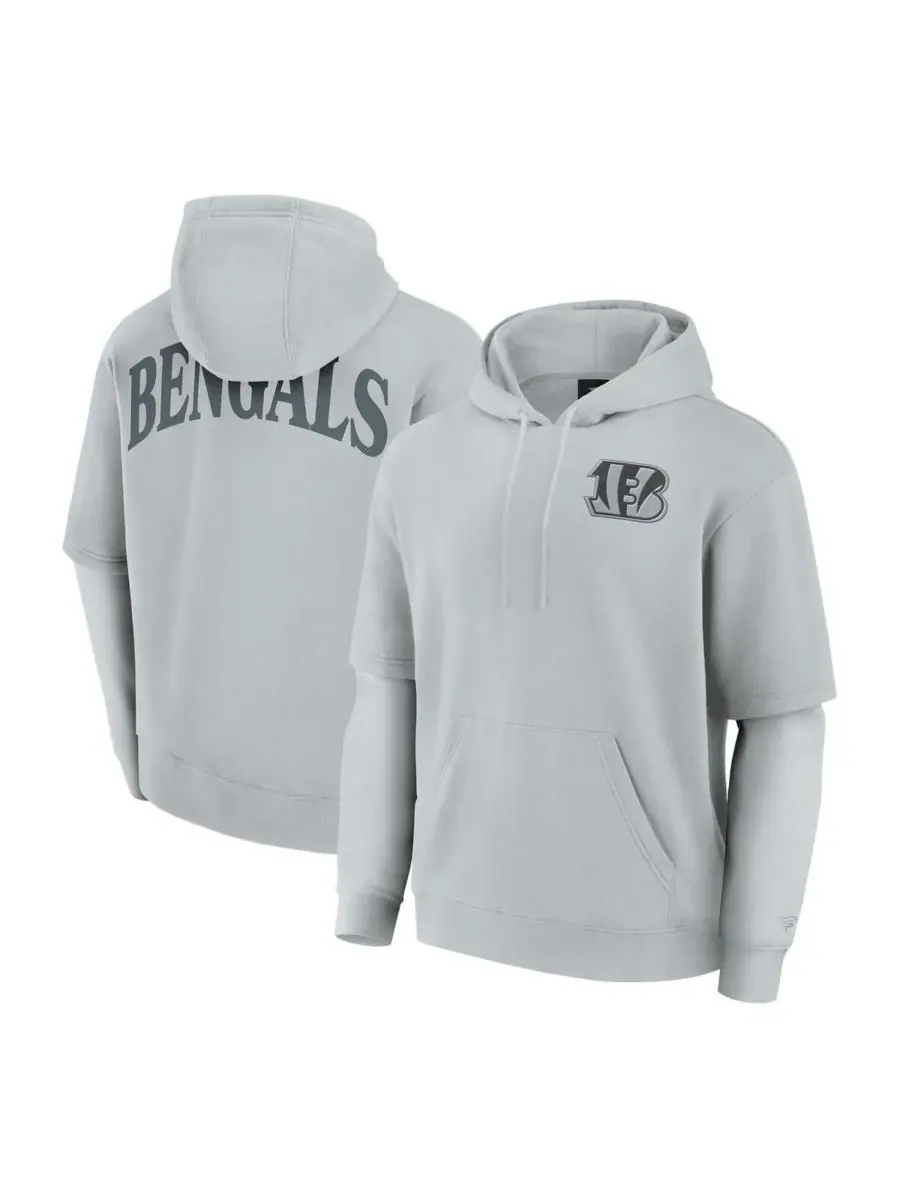 Fanatics Мужская и женская серая толстовка с капюшоном Cincinnati Bengals Sleek Elements — изображение 1 из 3, серый