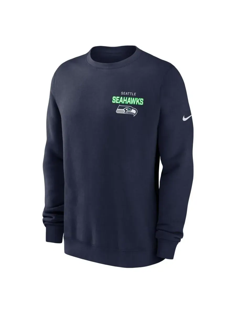 Nike Мужская флисовая толстовка College Navy Seattle Seahawks Primetime Club — изображение 2 из 3, темно-синий