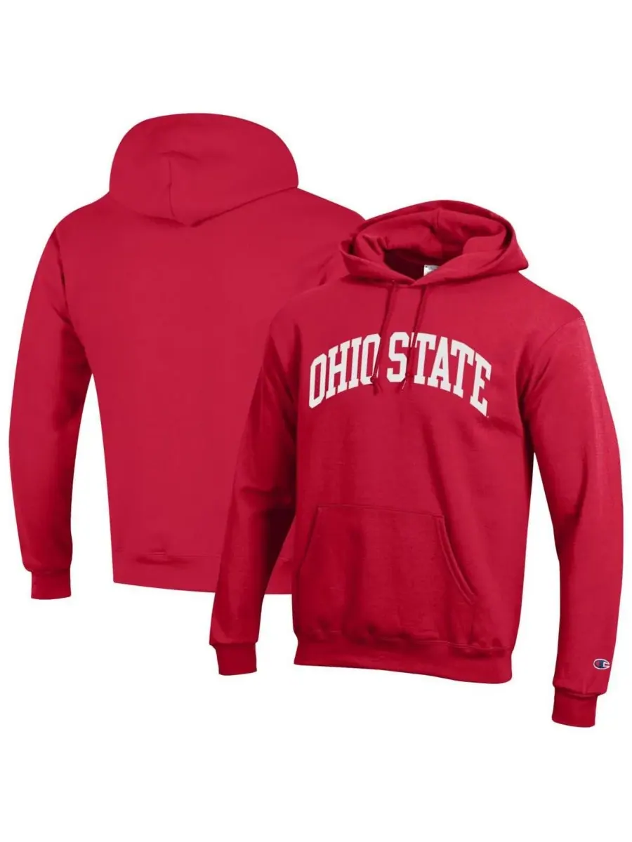 Мужская алая флисовая толстовка с капюшоном "Ohio State Buckeyes" Champion — изображение 1 из 3, алый