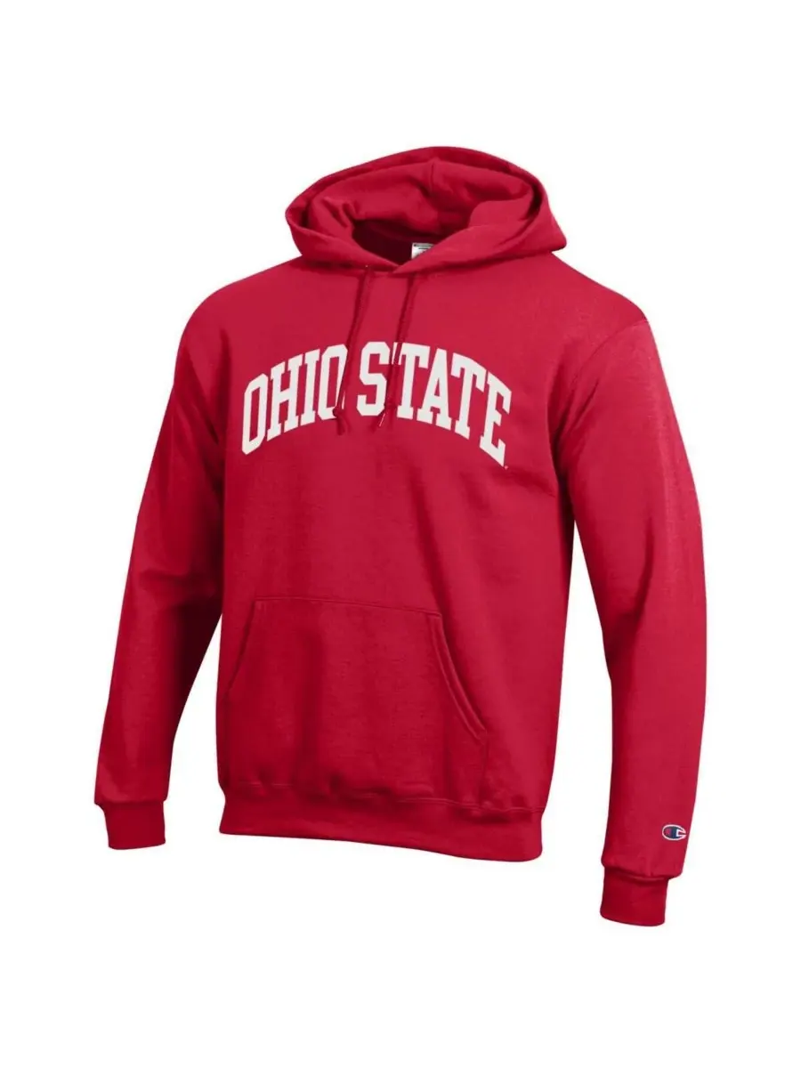 Мужская алая флисовая толстовка с капюшоном "Ohio State Buckeyes" Champion — изображение 2 из 3, алый