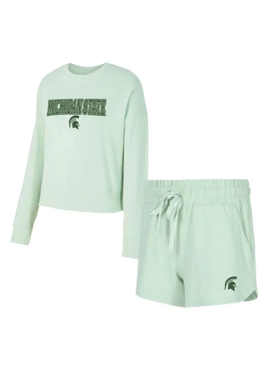 Concepts Sport Комплект из двух предметов: светло-зеленая футболка с длинными рукавами и шорты — изображение 1 из 3