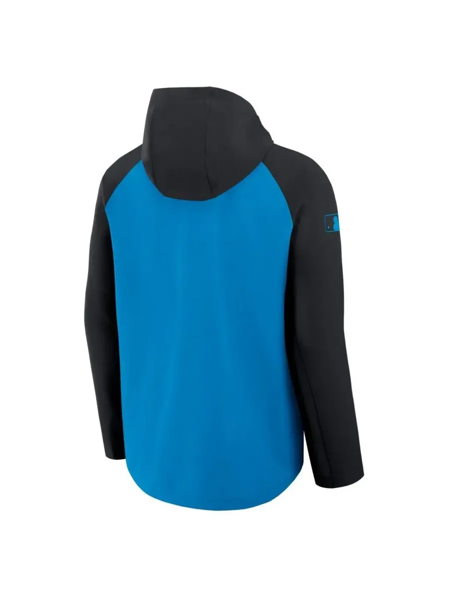Nike Мужская сине-черная куртка-реглан на молнии из коллекции Miami Marlins Authentic Collection — изображение 2 из 3