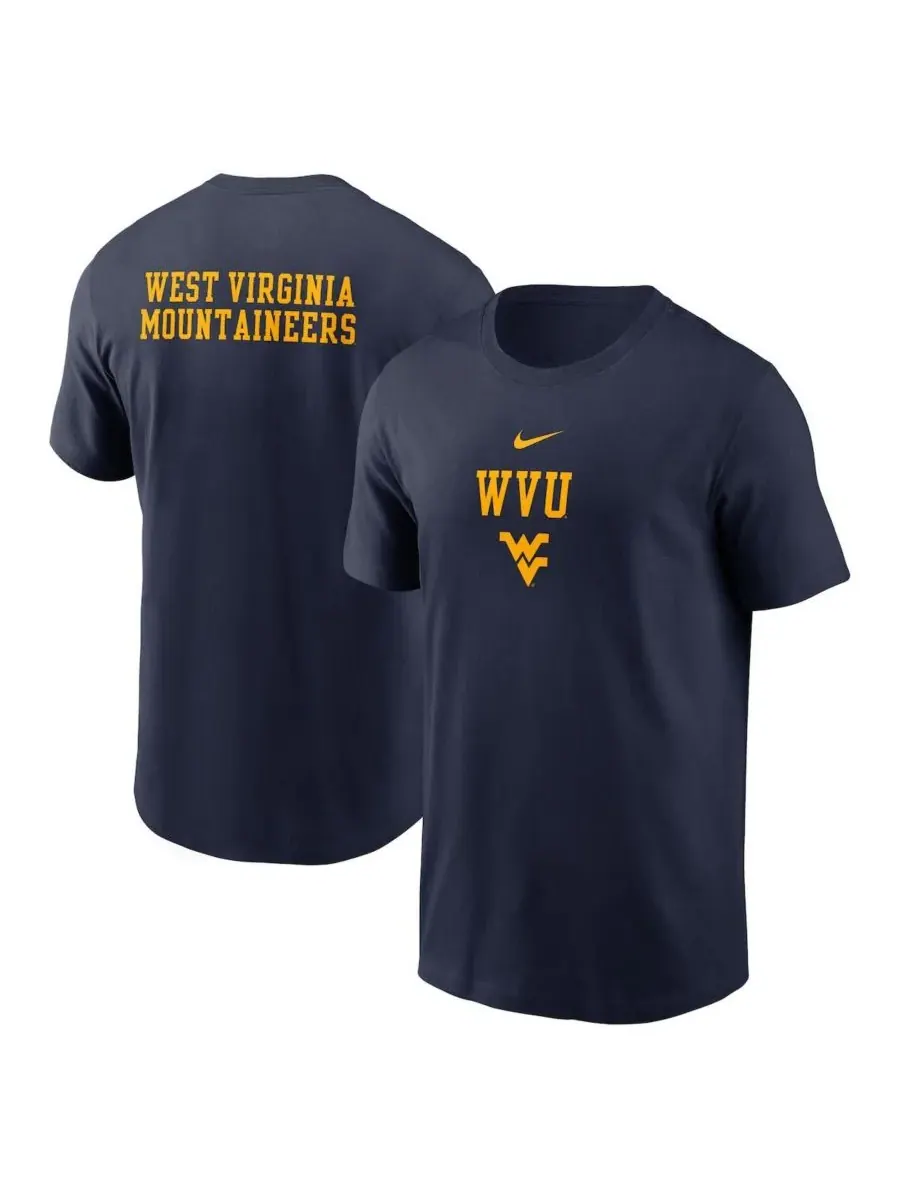 Nike Мужская темно-синяя футболка West Virginia Mountaineers 2-Hit Stacked — изображение 1 из 3, темно-синий