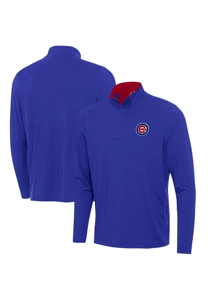 Мужская футболка Royal Chicago Cubs Content Quarter-Zip Antigua — синий