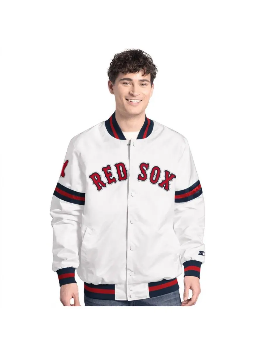 Мужская белая куртка Boston Red Sox Cooperstown Scout с застежкой на кнопках Starter — изображение 1 из 2, белый темно-синий