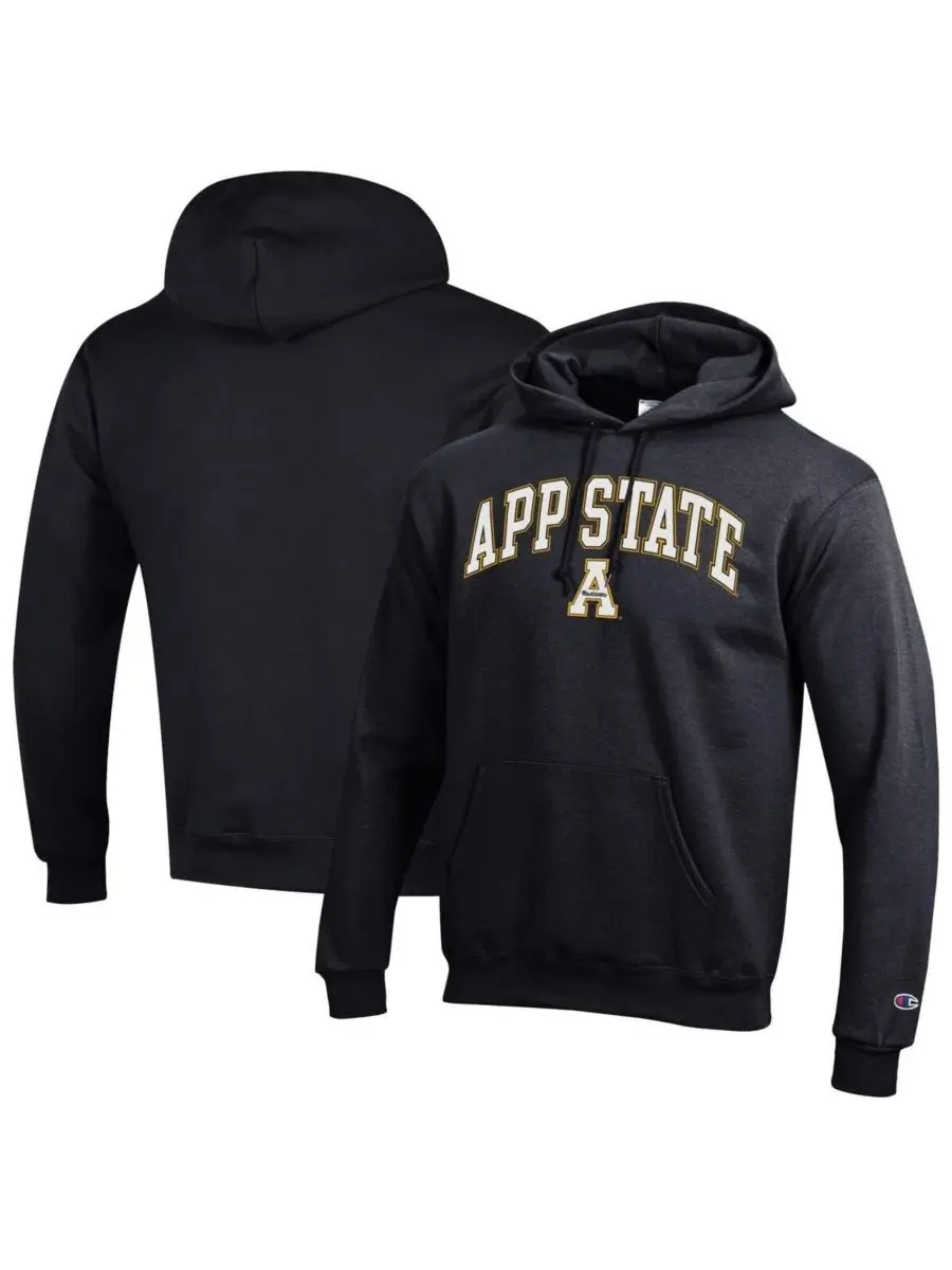 Мужская черная толстовка с капюшоном Appalachian State Mountaineers с логотипом в виде арки Champion — изображение 1 из 3
