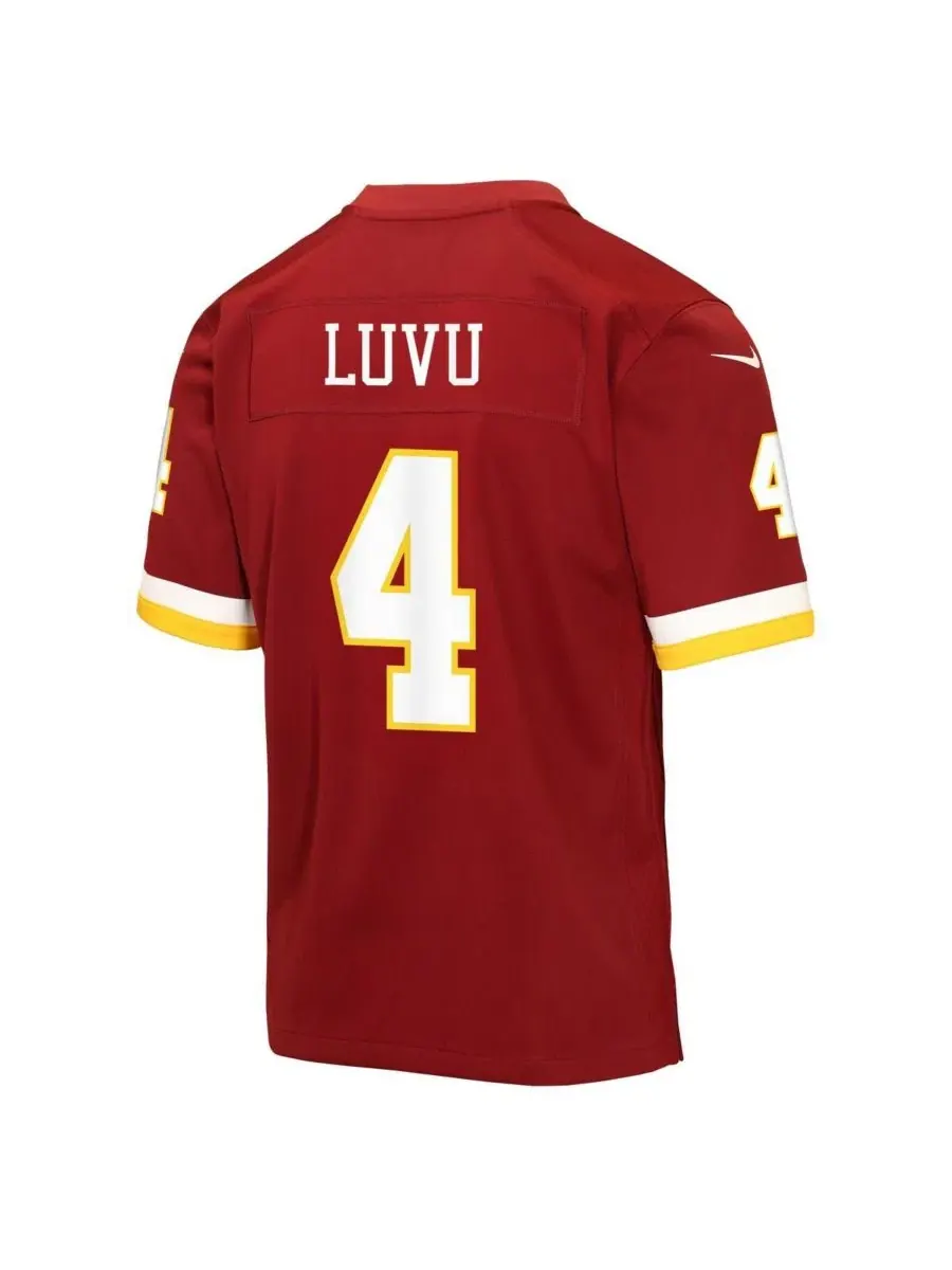 Большая футболка для мальчиков и девочек Frankie Luvu Burgundy Washington Commanders Game Jersey — изображение 3 из 3