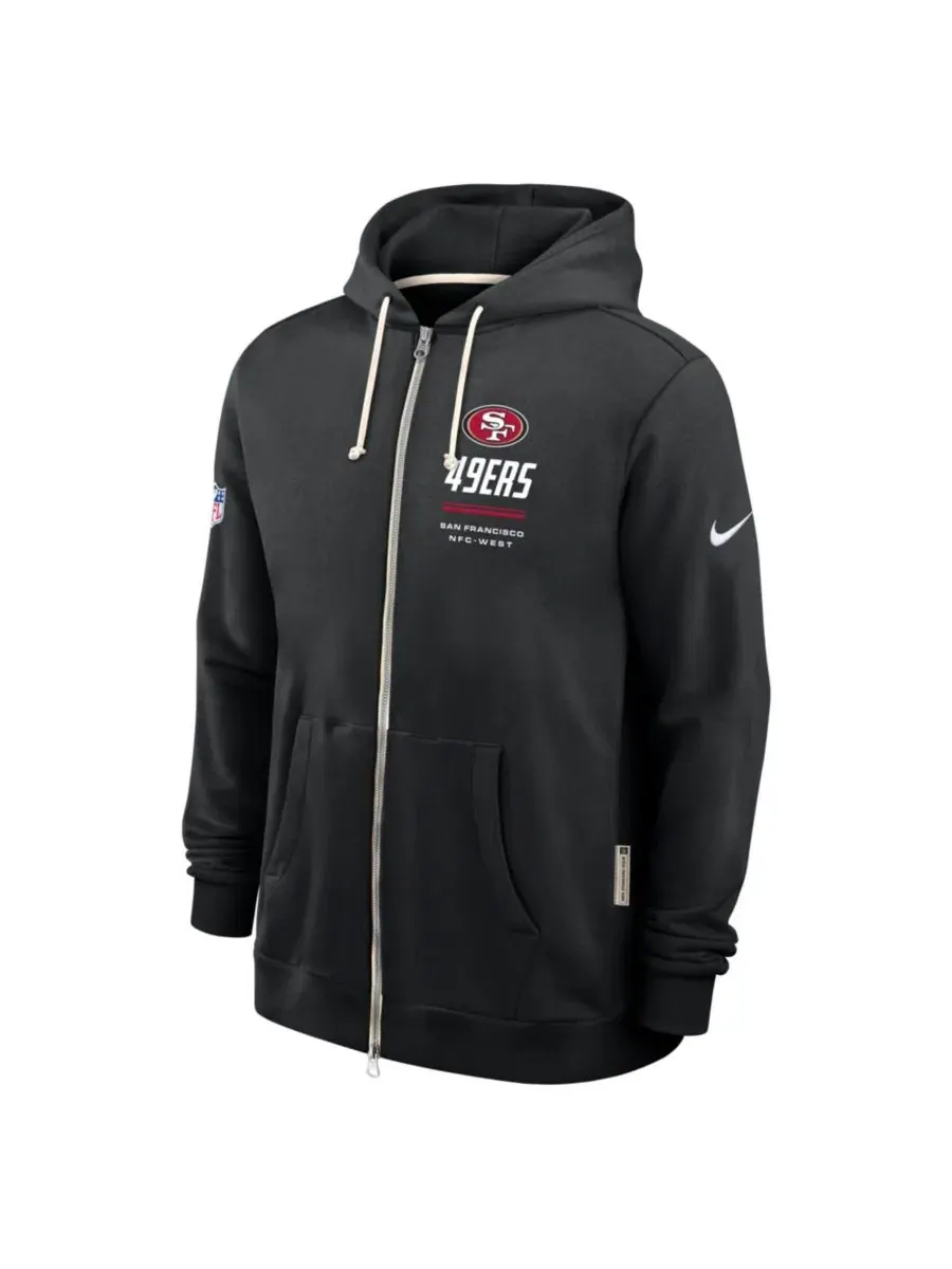 Худи с капюшоном Nike San Francisco 49ers Sideline Standard Issue Dri-FIT Black — изображение 2 из 3, черный