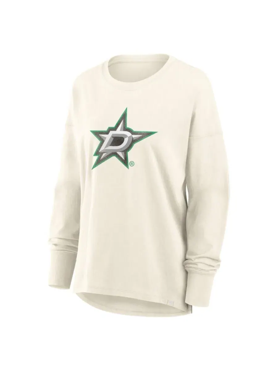 Женская футболка с длинным рукавом с принтом Dallas Stars Distressed Logo Fanatics — изображение 2 из 4, бежевый