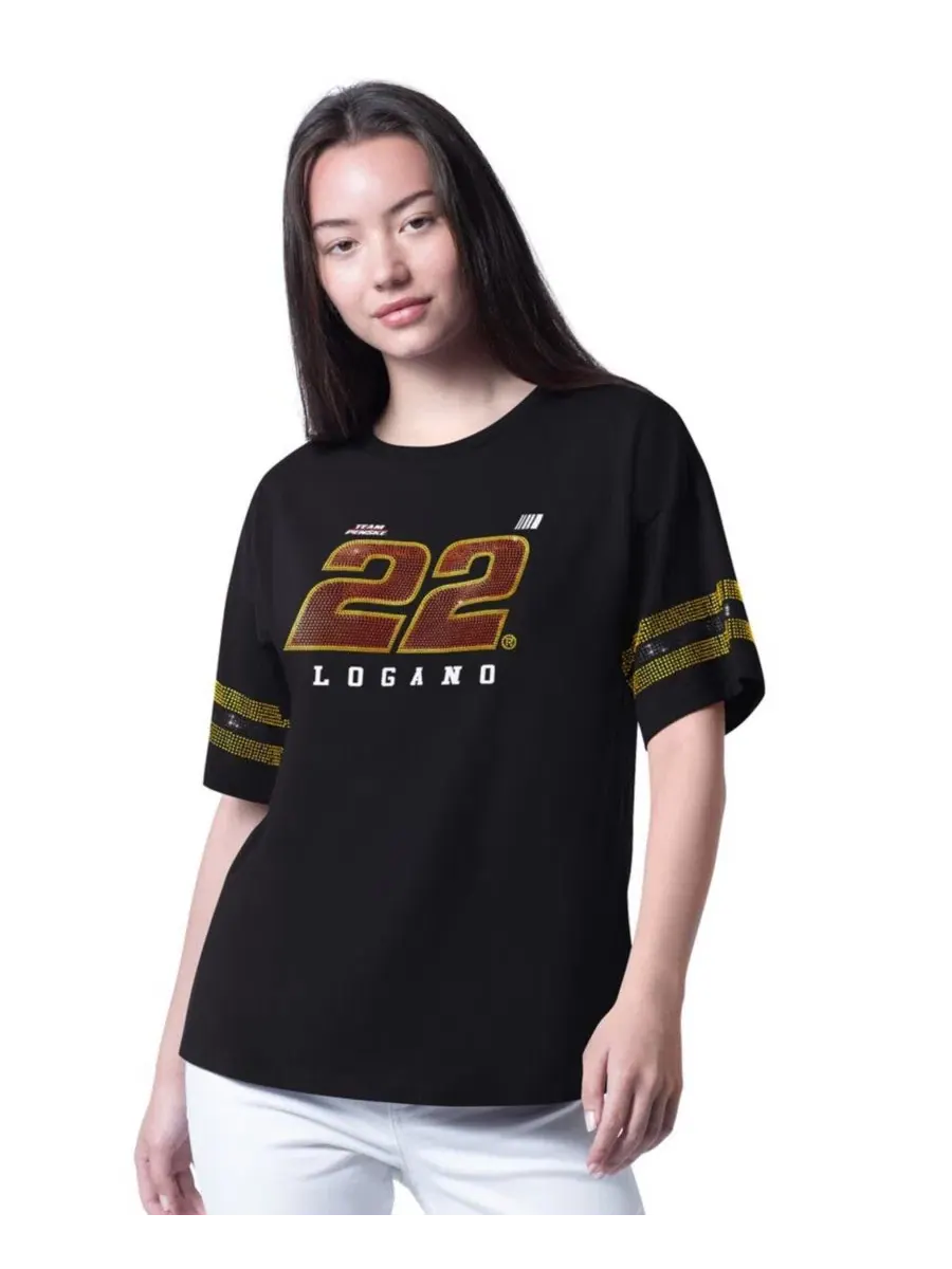 Футболка с принтом Joey Logano Fan Catch G-III 4Her by Carl Banks — изображение 1 из 1, черный