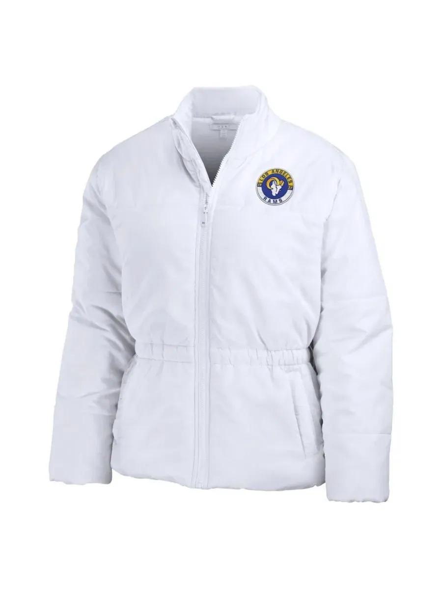 Женская куртка-пуховик с полным замком и принтом Los Angeles Rams WEAR by Erin Andrews — изображение 3 из 4, белый