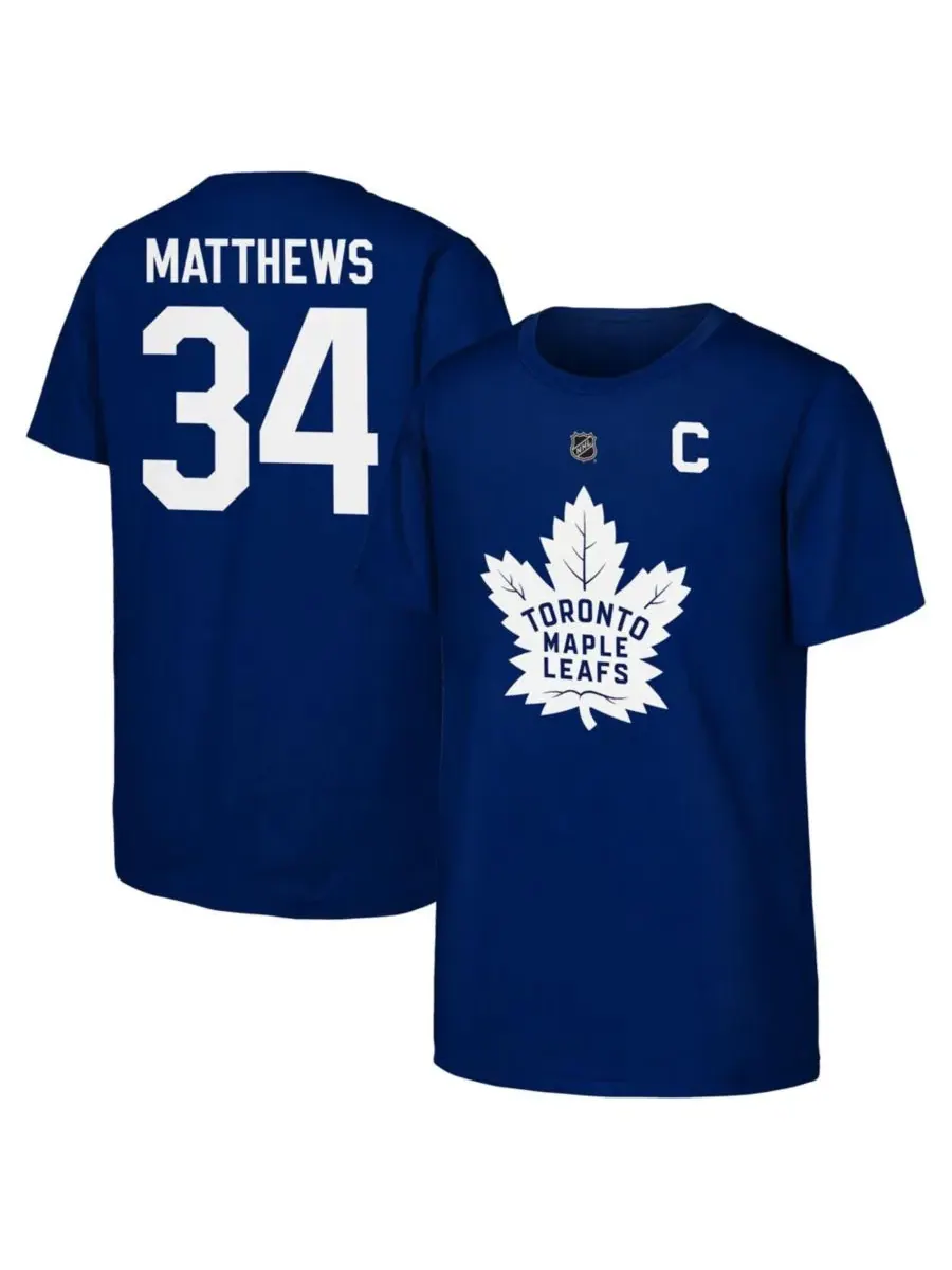 Футболка с длинным рукавом с принтом Auston Matthews Outerstuff — изображение 1 из 3, синий