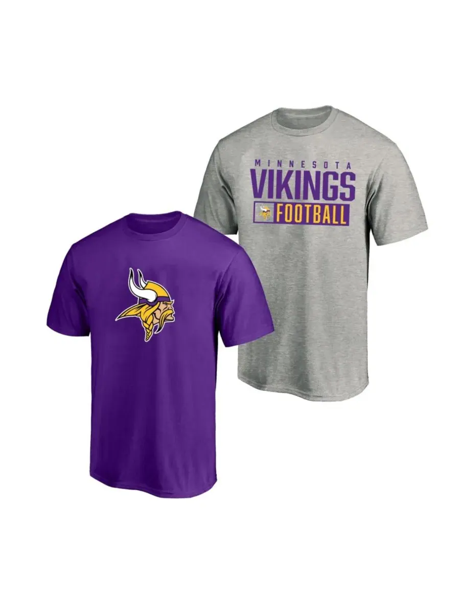 Комплект из 2 футболок с коротким рукавом Minnesota Vikings Big & Tall Fanatics — изображение 1 из 1, серый фиолетовый