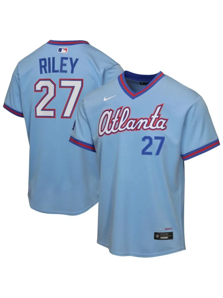 Детская футболка с коротким рукавом Austin Riley Light Blue Atlanta Braves 2026 City Connect
