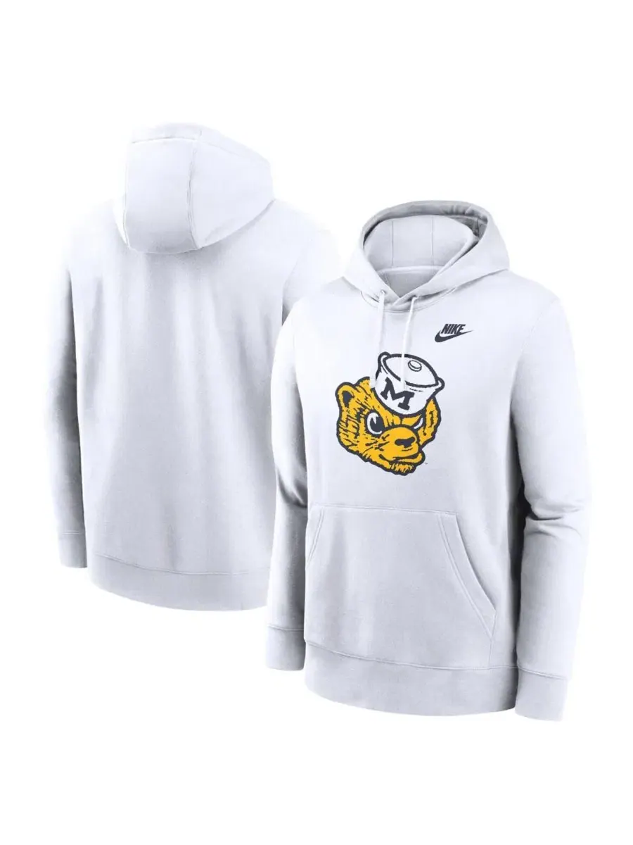 Флисовая толстовка-худи Nike Michigan Wolverines Legacy Primary Logo Club — изображение 1 из 3, белый