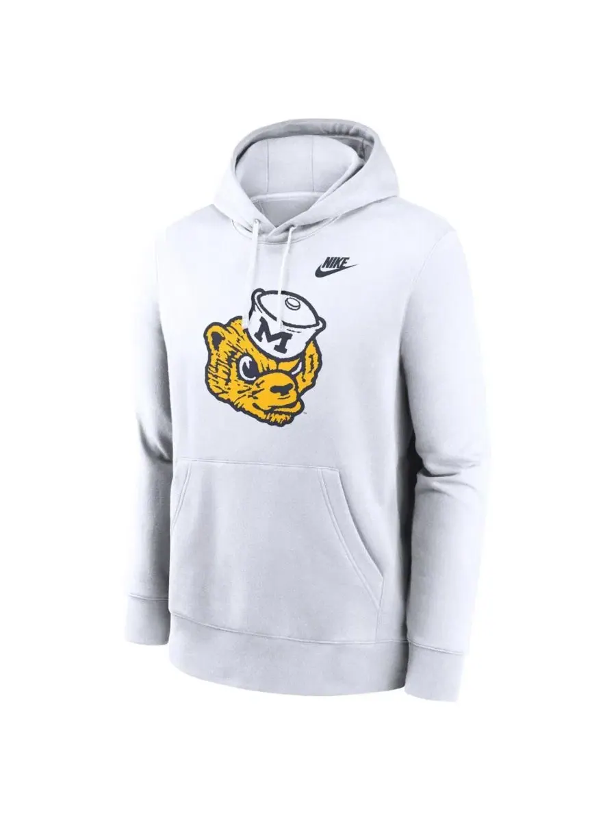 Флисовая толстовка-худи Nike Michigan Wolverines Legacy Primary Logo Club — изображение 3 из 3, белый