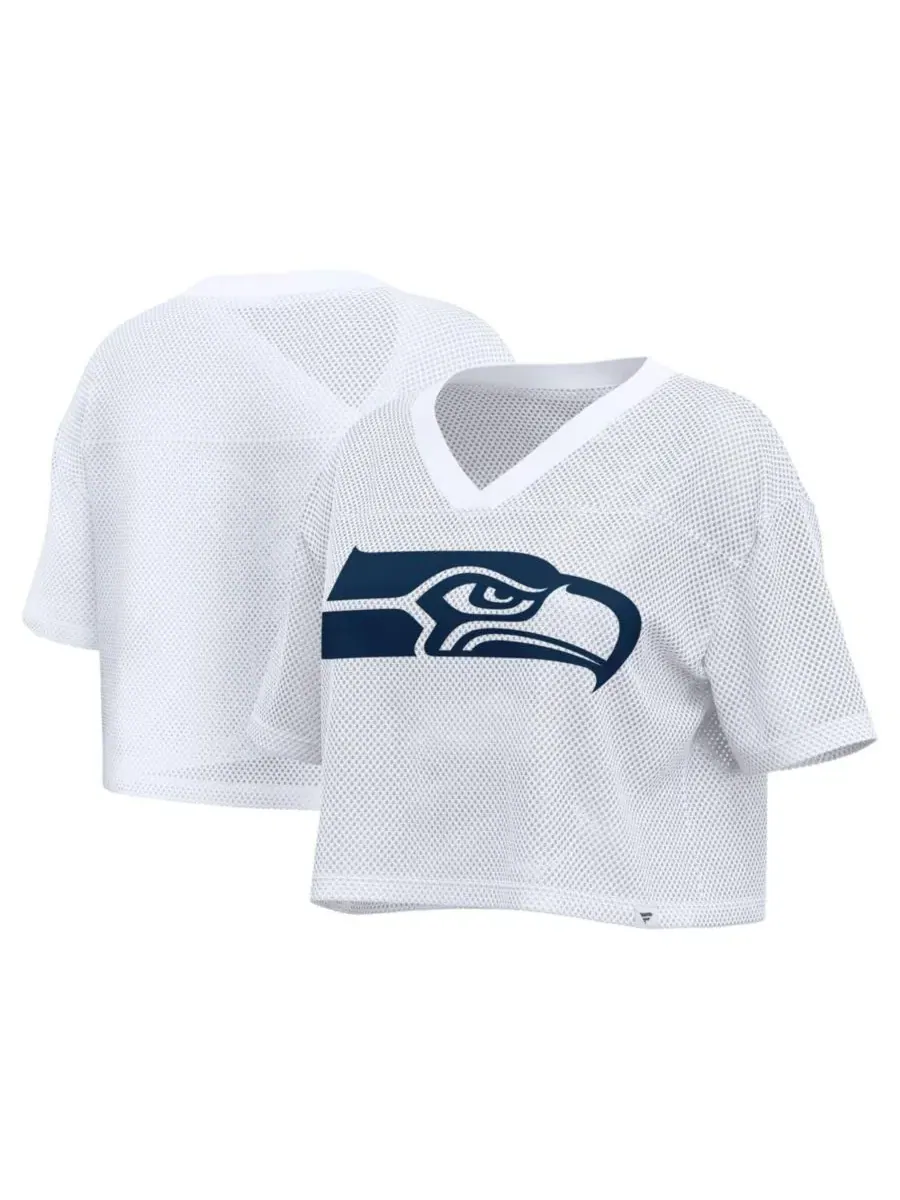 Женская футболка-джерси с V-образным вырезом, с принтом, Seattle Seahawks Fanatics — изображение 1 из 3, белый
