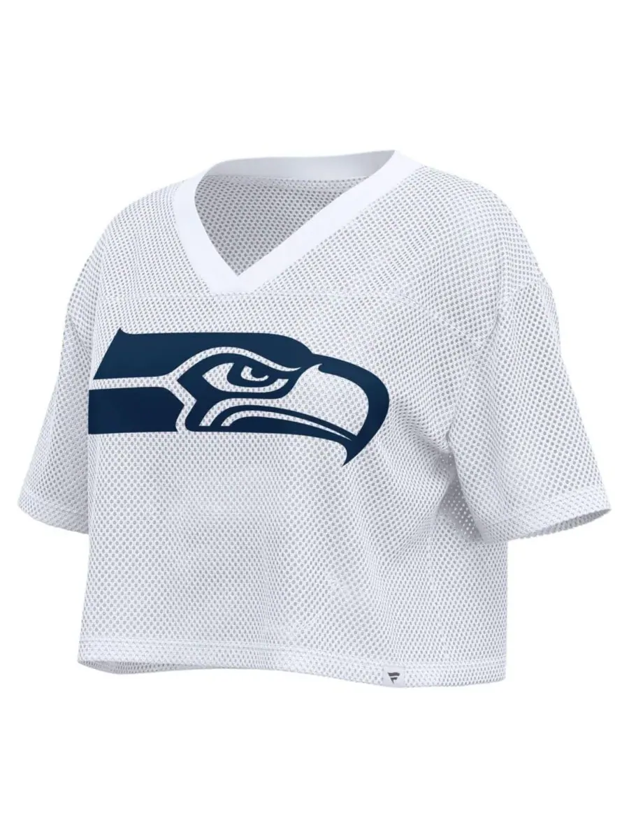 Женская футболка-джерси с V-образным вырезом, с принтом, Seattle Seahawks Fanatics — изображение 2 из 3, белый