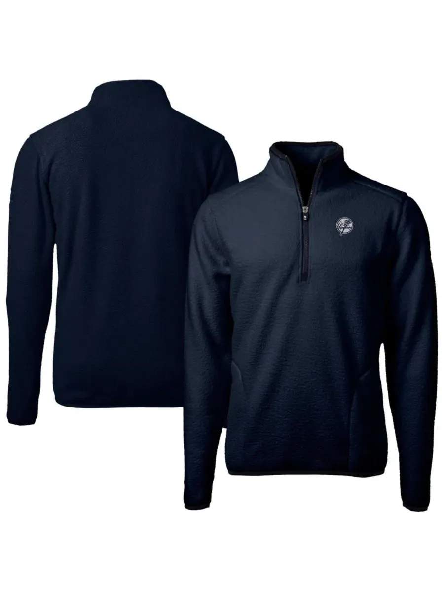 Куртка-флиска с четверть-застежкой Cutter & Buck Cascade Eco Fleece — изображение 1 из 3, темно-синий