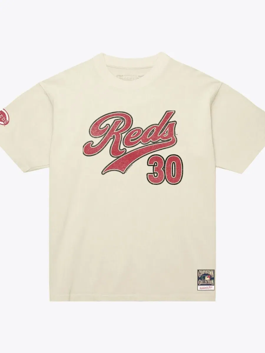 Футболка с коротким рукавом Ken Griffey Jr. Cincinnati Reds Cooperstown Mitchell & Ness — изображение 1 из 2, бежевый