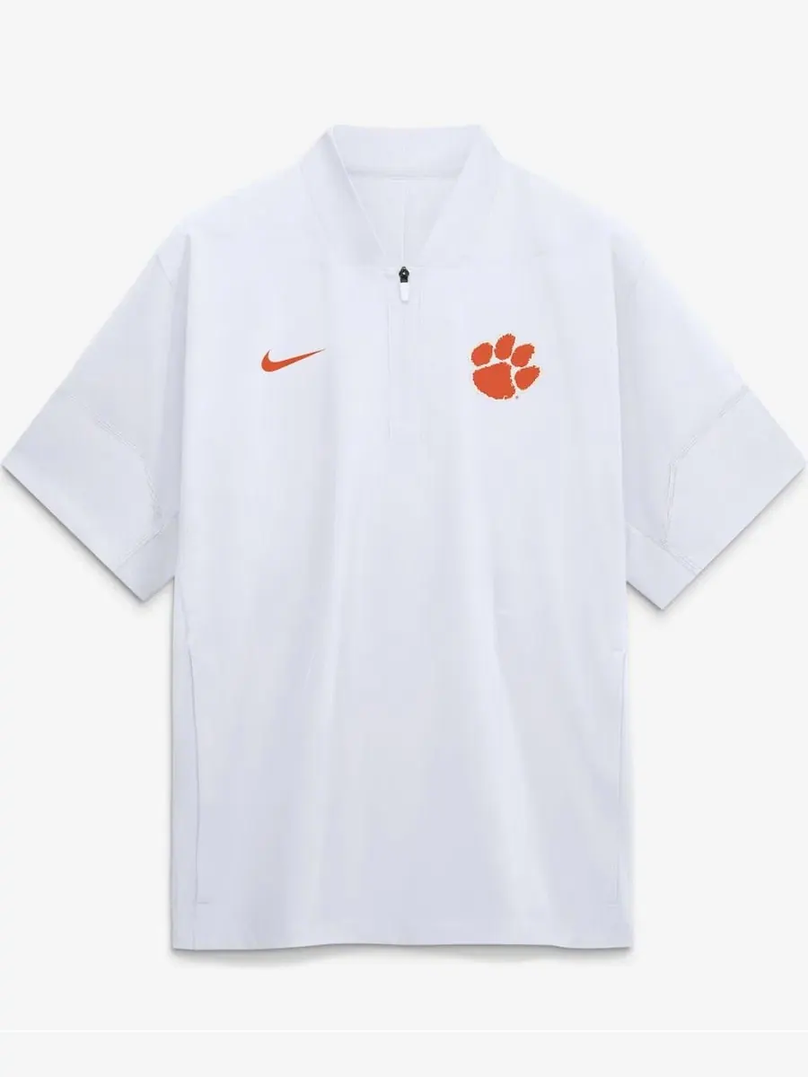 Куртка-коуч с коротким рукавом и четверть-молнией Clemson Tigers 2026 Sideline Nike — изображение 1 из 2, белый