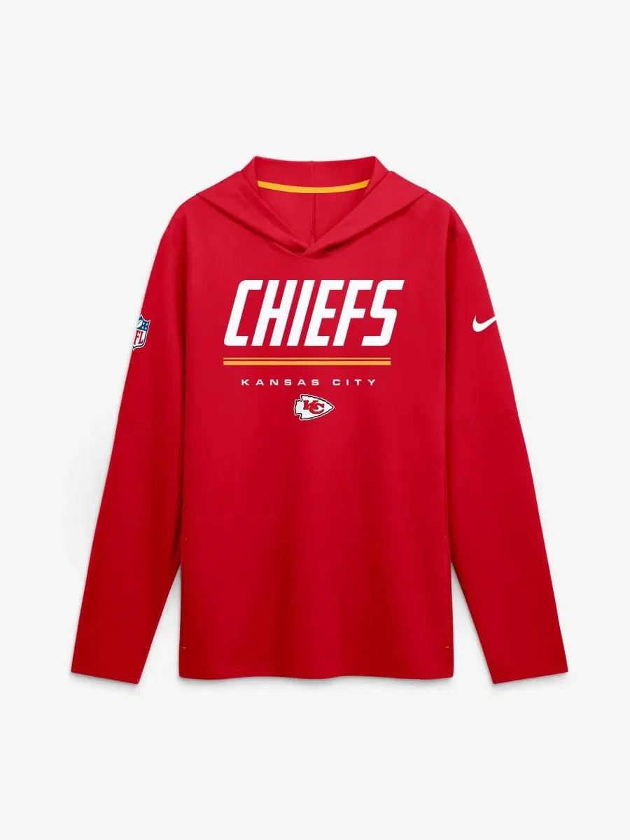 Мужская футболка с капюшоном и длинным рукавом Kansas City Chiefs Dri-FIT Nike — изображение 1 из 2, красный