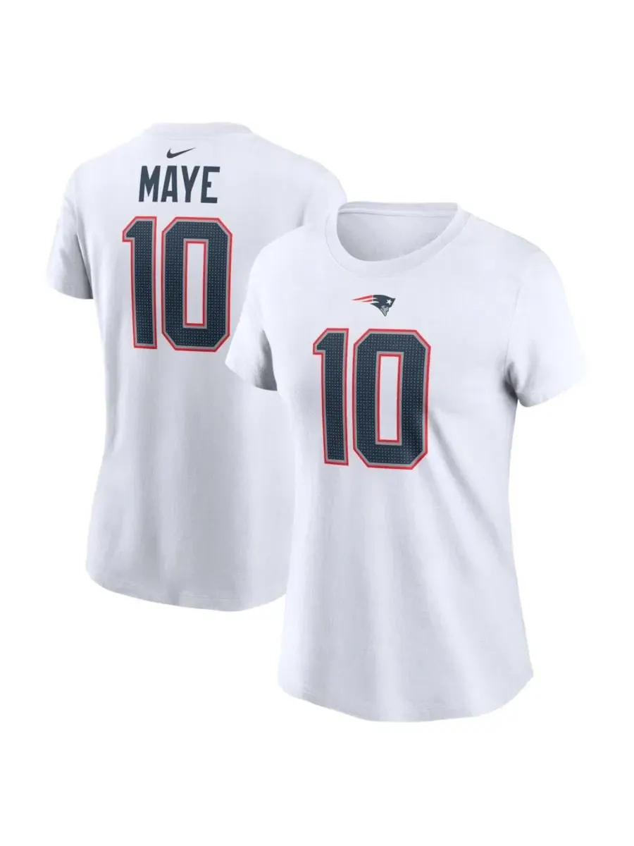 Футболка с длинным рукавом Drake Maye New England Patriots Nike — изображение 1 из 3, белый