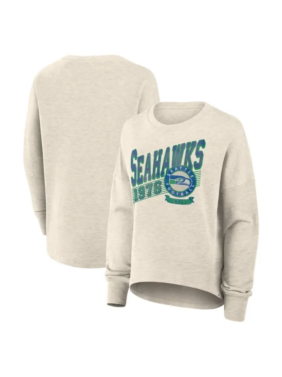 Женский свитшот оверсайз Seattle Seahawks Heritage Cream Fanatics — изображение 1 из 3, бежевый