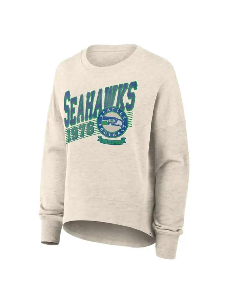 Женский свитшот оверсайз Seattle Seahawks Heritage Cream Fanatics — изображение 2 из 3, бежевый