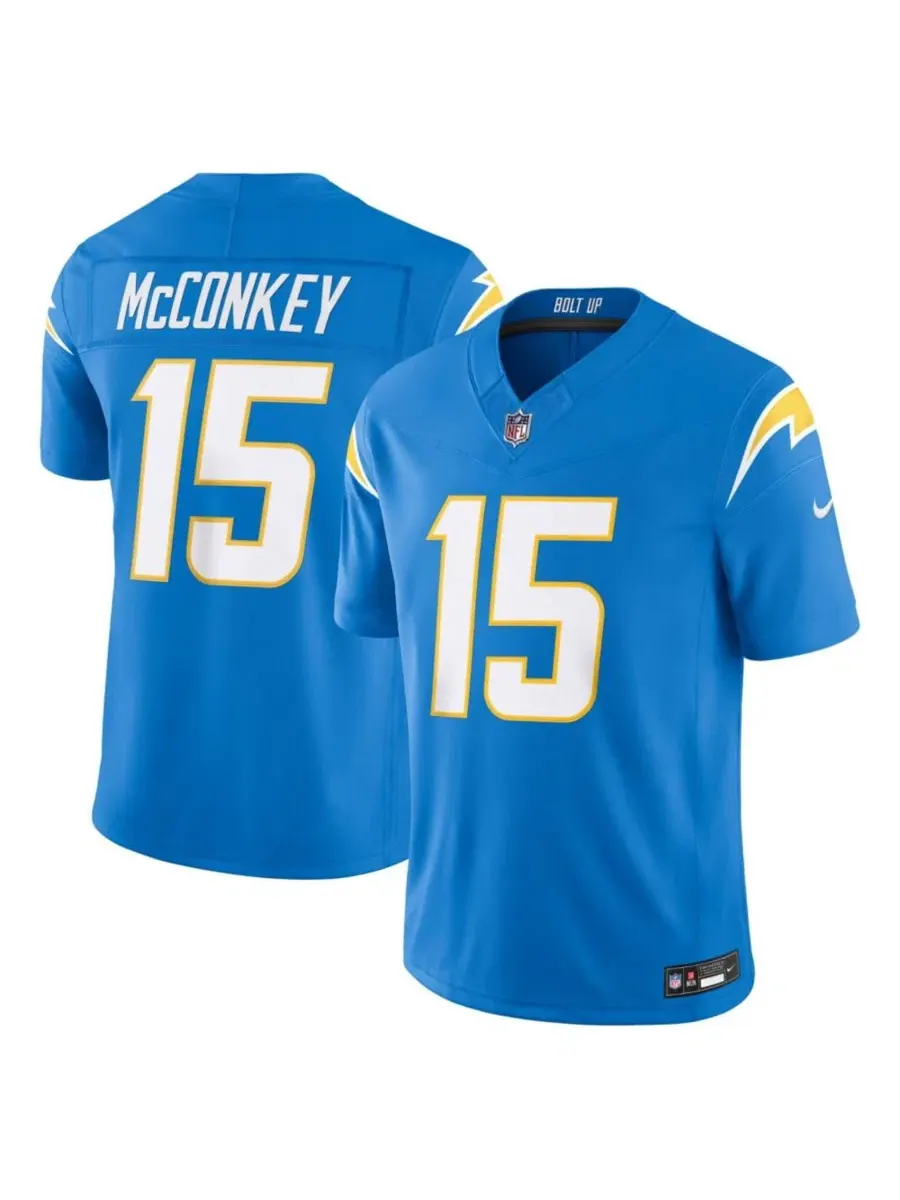 Мужская футболка с принтом Ladd McConkey Vapor F.U.S.E. Stitched Limited Jersey Nike — изображение 1 из 3, синий