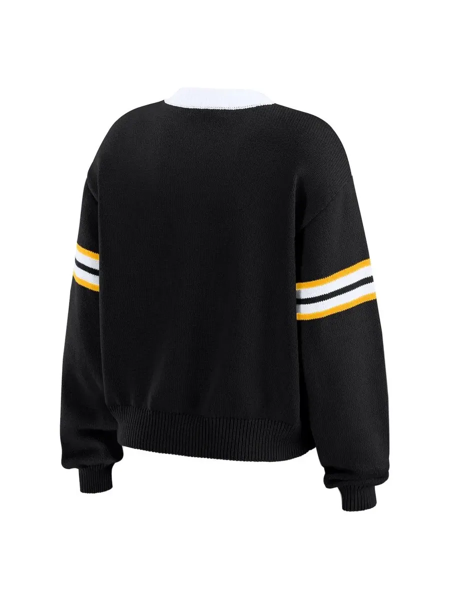 Женский свитер с кружевной шнуровкой Pittsburgh Steelers WEAR by Erin Andrews — изображение 3 из 4, черный