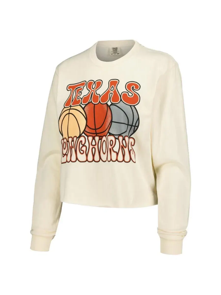 Женская футболка-лонгслив с принтом Texas Longhorns, Comfort Colors Image One — изображение 2 из 3, прозрачный