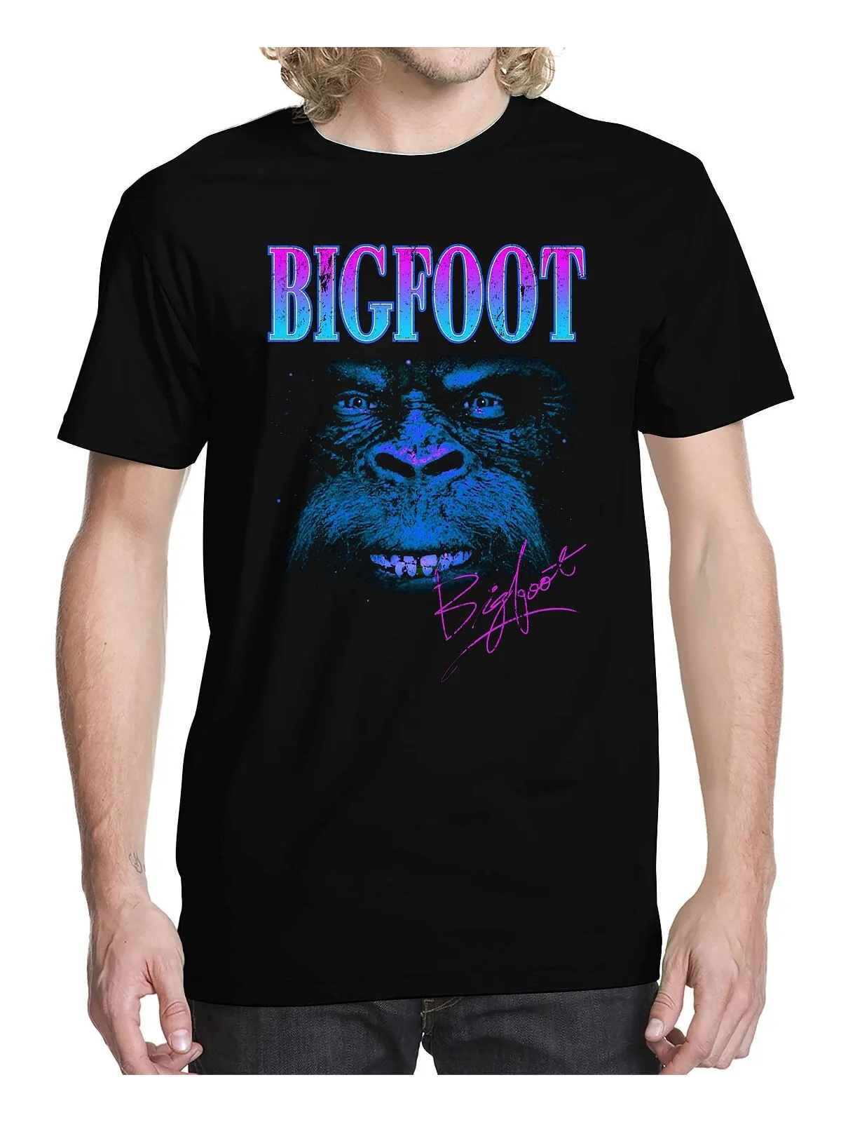 Мужская футболка с рисунком bigfoot washington Buzz Shirts — черный