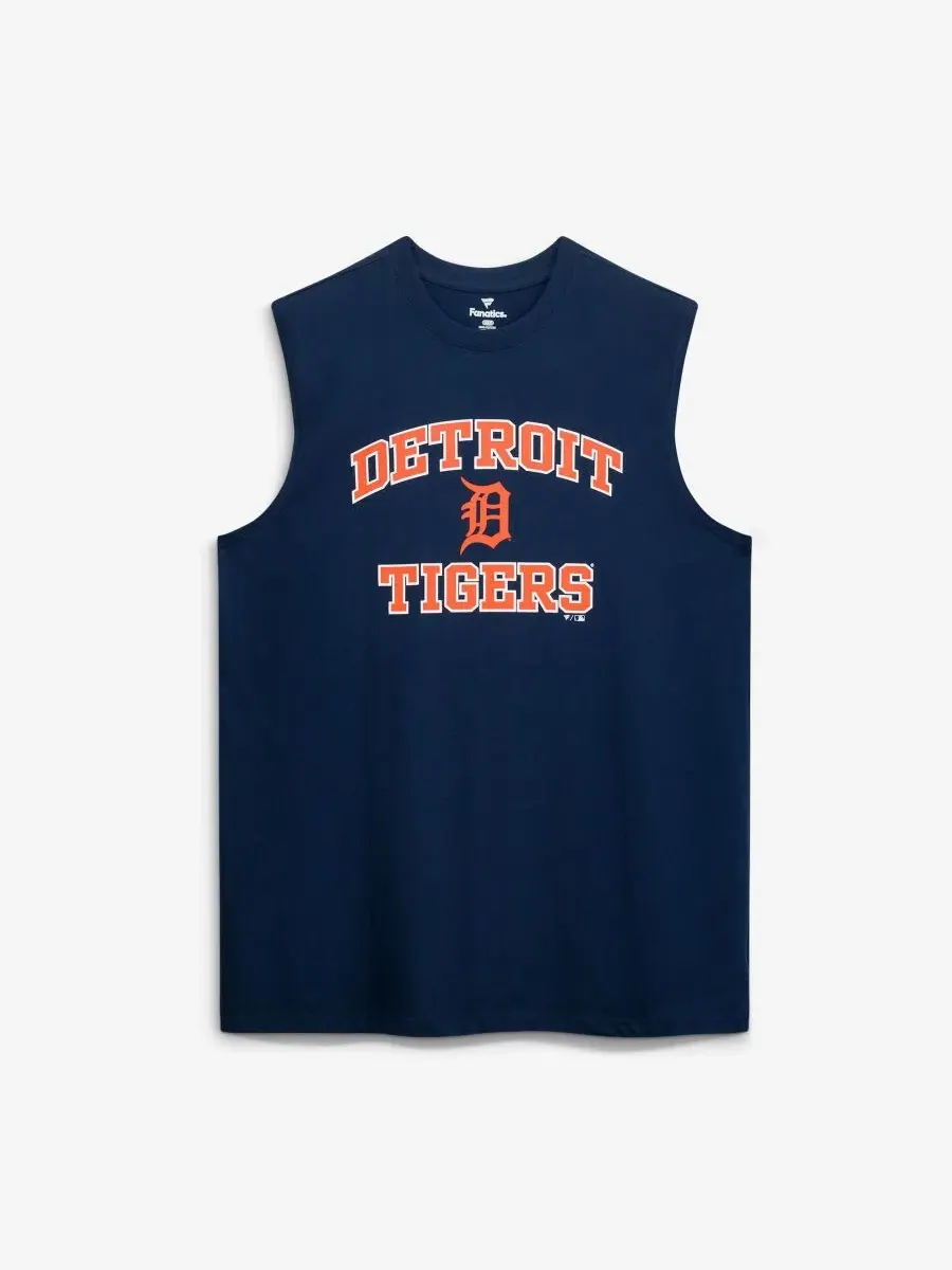 Мужской топ-майка без рукавов с принтом Detroit Tigers Fanatics — изображение 1 из 2, темно-синий