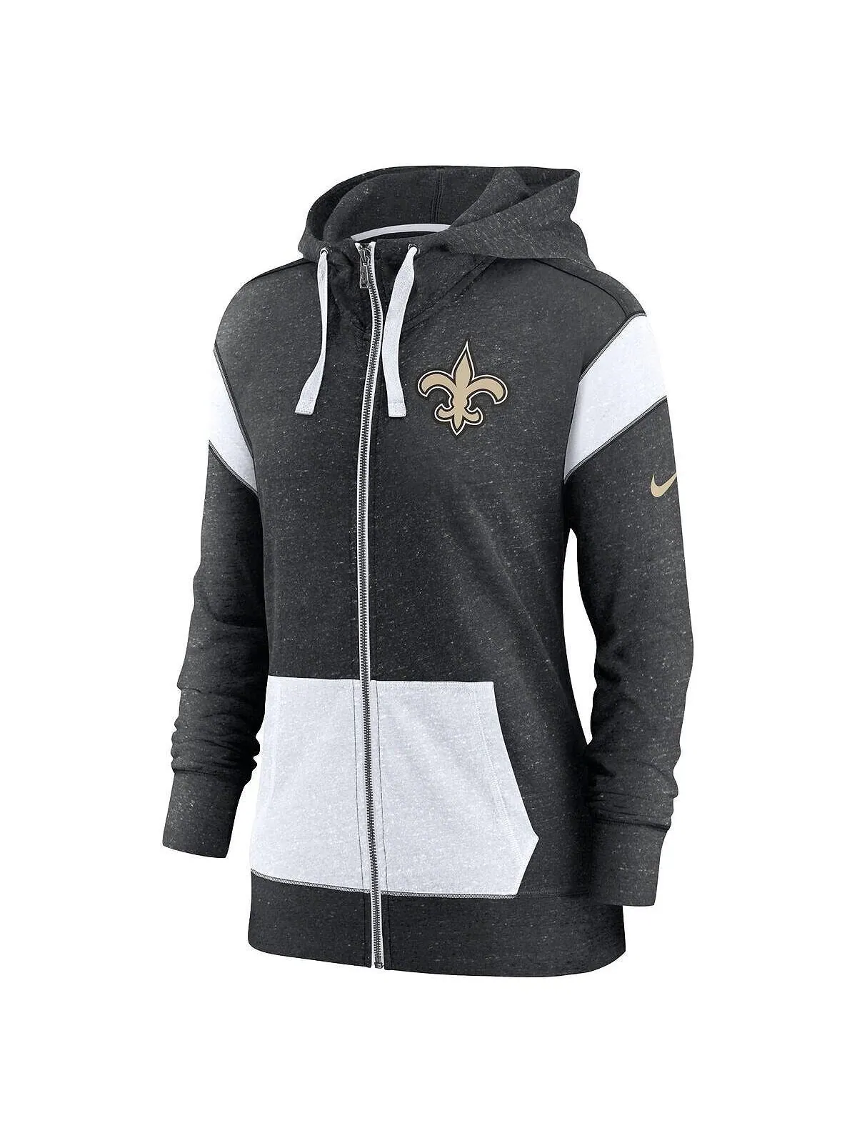 Женская меланжевая черно-белая толстовка с капюшоном new orleans saints plus monaco с молнией во — изображение 2 из 3