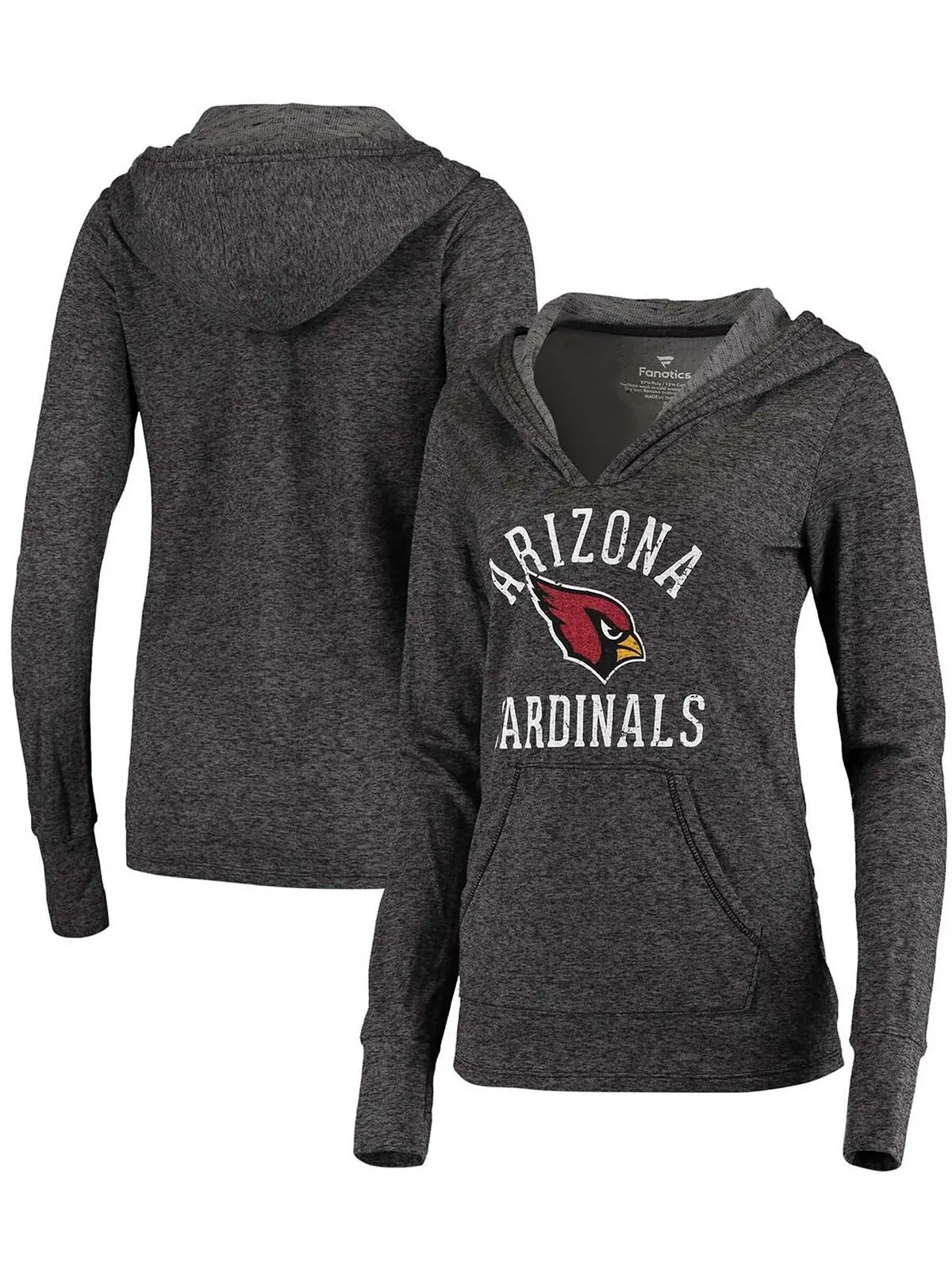 Женский черный пуловер с капюшоном Arizona Cardinals Doubleface Slub Fanatics — изображение 1 из 3