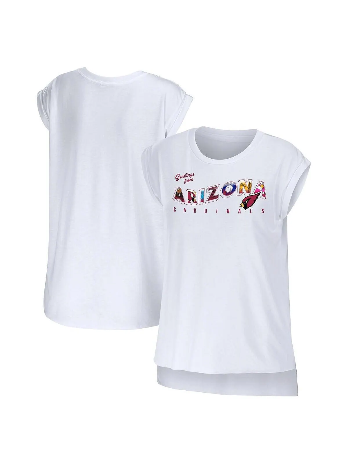 Женская белая футболка Arizona Cardinals Greetings From Muscle WEAR by Erin Andrews — изображение 1 из 1, белый
