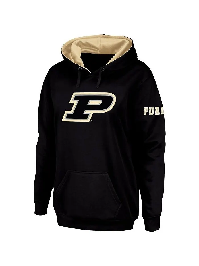 Женский черный пуловер с капюшоном Purdue Boilermakers Team с большим логотипом Stadium Athletic — изображение 4 из 4