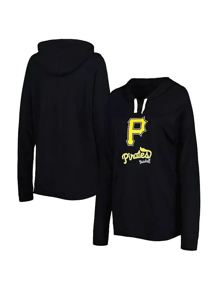 Женский черный пуловер с капюшоном Pittsburgh Pirates перед игрой реглан Touch