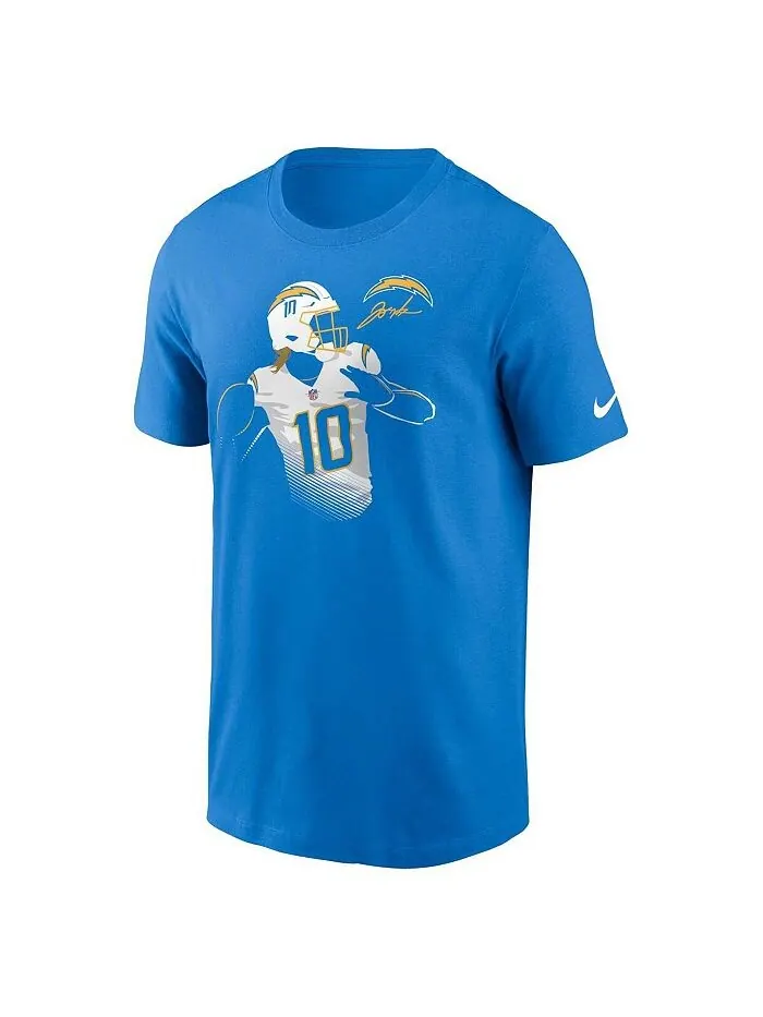 Мужская футболка с графическим рисунком Justin Herbert Powder Blue Los Angeles Chargers Player Nike — изображение 3 из 3
